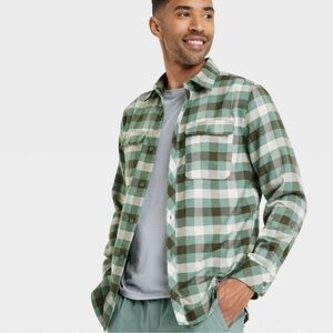 All in Motion Flannel Plaid Shirt Cabincore Active Button Down Long Sleeve L NWT